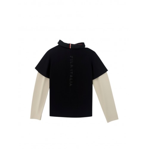 Fila Italia Γυναικείο Μακρυμάνικο Polo Μαύρο–Εκρού